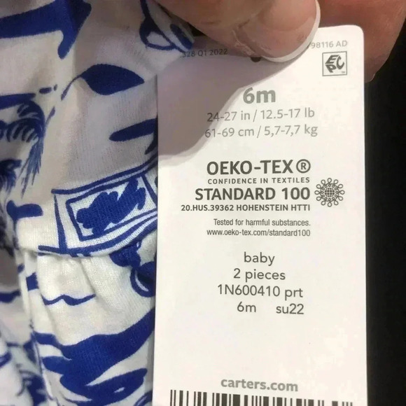 Carter's Baby Girl 2 piece summer dress, spaghetti tie straps, pattern, 6 months - Picture 4 of 4